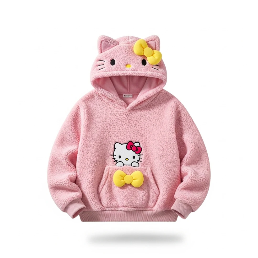 Moletom 3D Hello Kitty Rosa Capuz Gatinha - Imagem 1