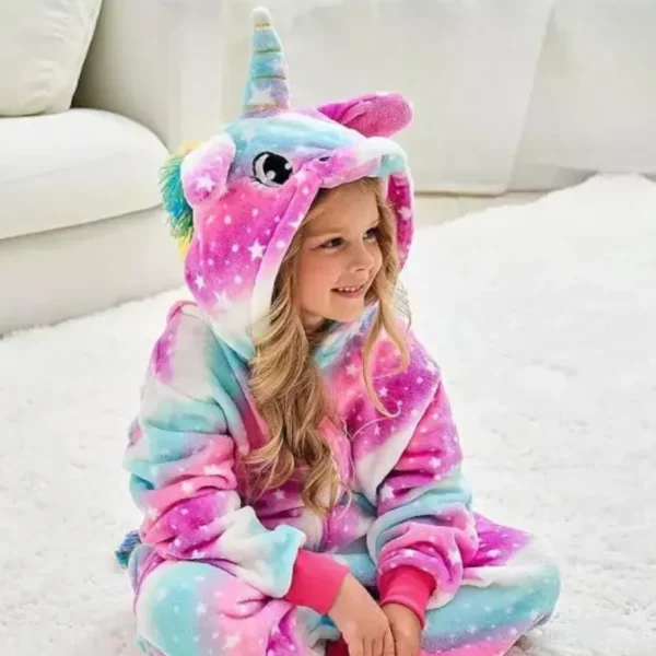 Pijama Infantil Unicórnio Kigurumi Arco-Íris