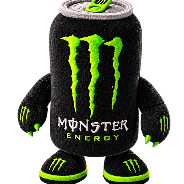Pelúcia Monster Energy em formato de lata, 30cm, fundo transparente